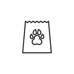 Line icon of dog's paw on bag