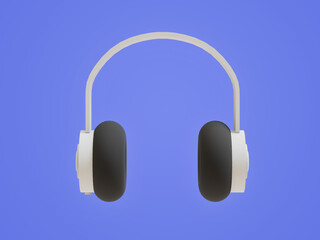 Wireless minimalist headphones. 3D rendering tech illustration