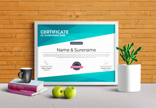 Teal Certificate Layout