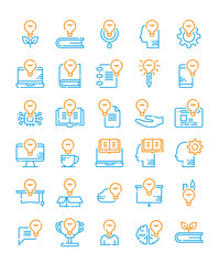 set of color line knowledge education learning icons