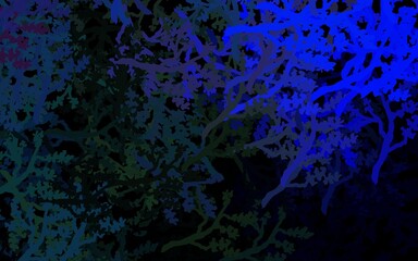 Naklejka na ściany i meble Dark BLUE vector doodle pattern with trees, branches.