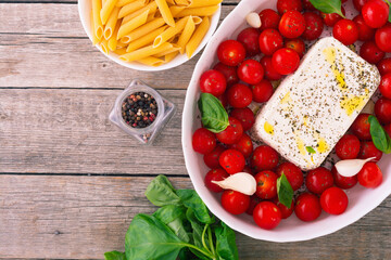 Healthy vegetarian italian feta pasta