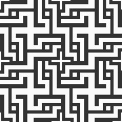 Abstract vector seamless pattern. Geometric background with symmetric lines lattice. Repeating geometric shapes, cross shapes. Black and white background.