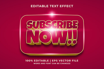 Editable text effect - Subscribe Now 3d style template. Premium Vector - obrazy, fototapety, plakaty
