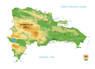 Dominican Republic-highly detailed physical map