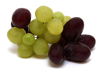 Two color grapes on the white background