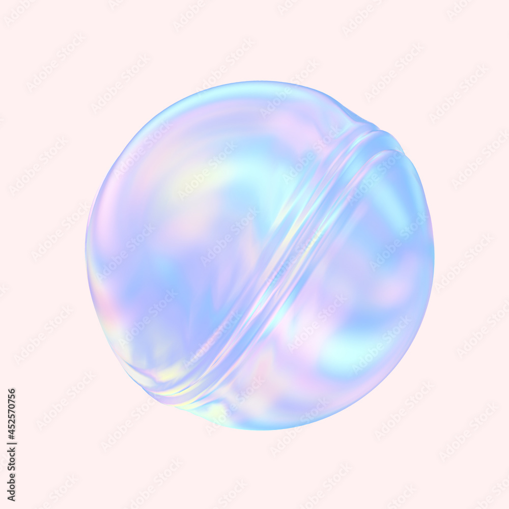 Wall mural fluid shape design element hologram texture. holographic liquid bubble iridescent gradient shape pos