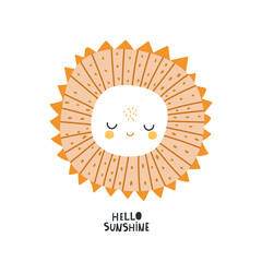Cartoon sun character isolated on white. Great for poster, card, apparel print, decor. Vector illustration