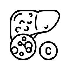 type c hepatitis line icon vector. type c hepatitis sign. isolated contour symbol black illustration