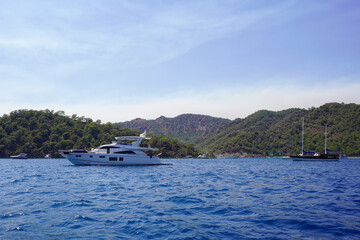 Naklejka na ściany i meble luxury sailing yacht in gocek bay, turkey