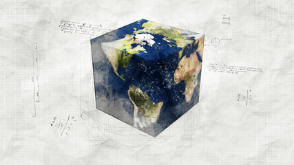 Earth as Cube Illustration