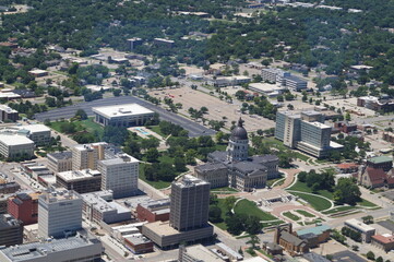 Topeka KS downtown aerial view - obrazy, fototapety, plakaty