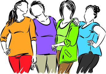 four women friendship together vector illustration