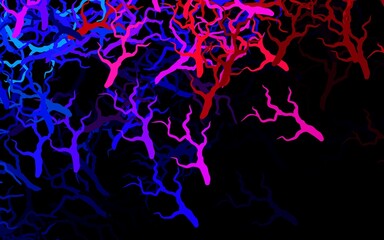 Dark Blue, Red vector natural background with leaves, branches.