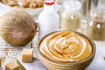 caramel or vegan dulce de leche, made with coconut milk, organic sweet