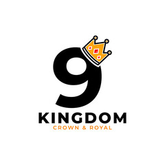 Number 9 with Crown Logo Branding Identity Logo Design Template