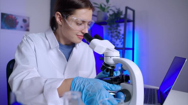 medical examiner is working in laboratory at night