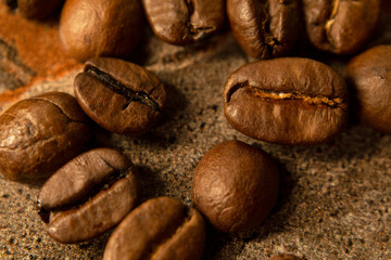 coffee beans on a wood