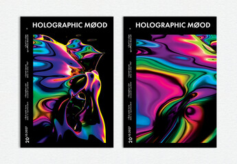 Trendy Modern Poster Layout with Fluid Iridescent Multicolored Background