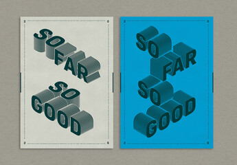 Vintage Poster Layout with 3D Isometric Text
