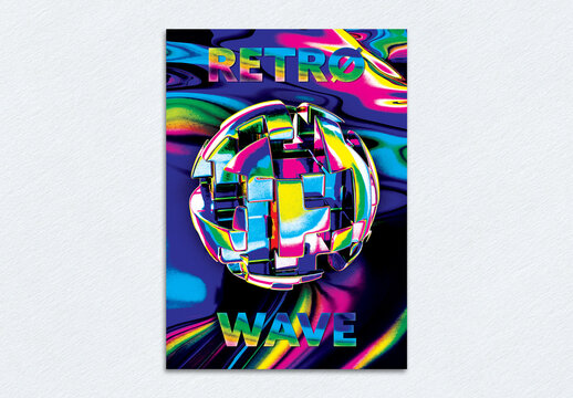 Futuristic Abstract Iridescent Orb of Sphere Design Poster Layout