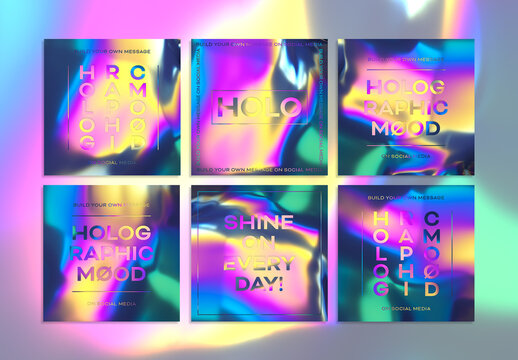 Quotes for Social Media Covers Layout with Fluid Iridescent Multicolored Backgrounds