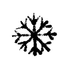 Snowflake icon. Black ink sketch silhouette. Vector simple flat graphic hand drawn illustration. The isolated object on a white background. Isolate.