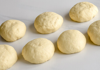 Fototapeta na wymiar dough and othe baking ingredients for baking