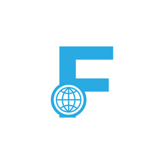 Initial Letter F Globe Logo Design Template Element. Vector Eps10