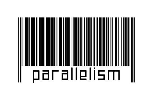 Digitalization concept. Barcode of black horizontal lines with inscription parallelism