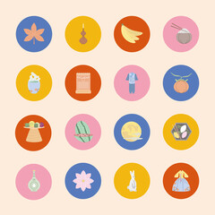 icons set of korean culture