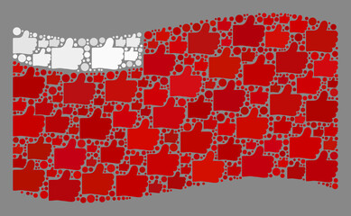 Mosaic waving Abu Dhabi flag designed with like icons. Vector positive mosaic waving Abu Dhabi flag organized for political posters. Abu Dhabi flag collage is created with random palm icons.