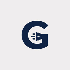 Initial Letter G Electric Icon Logo Design Element. Eps10 Vector