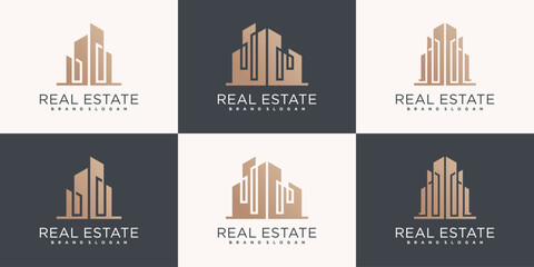 Set of Real estate logo design colection with modern building  concept Premium vektor
