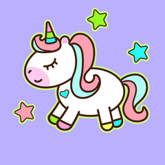 Unicorn doodle with stars