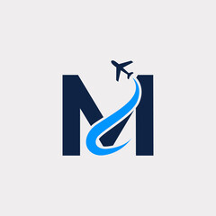 Creative Initial Letter M Air Travel Logo Design Template. Eps10 Vector