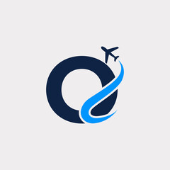 Creative Initial Letter O Air Travel Logo Design Template. Eps10 Vector