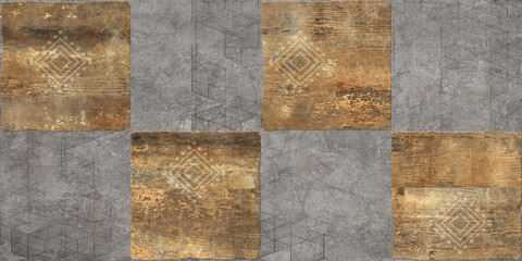 Panele Szklane  wood block background on cement floor