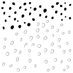 Vector illustration. Children's drawing. Spotted black and white background. Geometric abstract pattern from hand-drawn circles. Filled and linear spots.