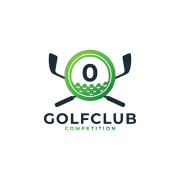 Golf Sport Logo. Number 0 for Golf Logo Design Vector Template. Eps10 Vector