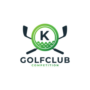 Golf Sport Logo. Letter K for Golf Logo Design Vector Template. Eps10 Vector