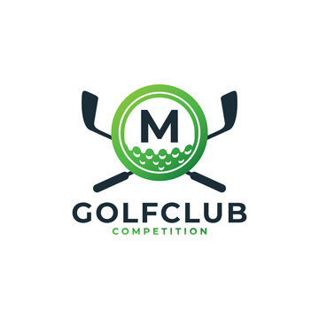 Golf Sport Logo. Letter M for Golf Logo Design Vector Template. Eps10 Vector