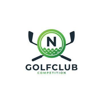 Golf Sport Logo. Letter N for Golf Logo Design Vector Template. Eps10 Vector