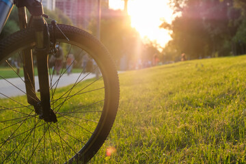 Bike in the park on a sunny day with shallow depth of field