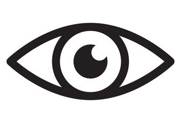 Eye icon. Human eyeball simple symbol.  Vector illustration isolated on white. - obrazy, fototapety, plakaty