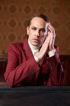 Thoughtful male actor looking at camera