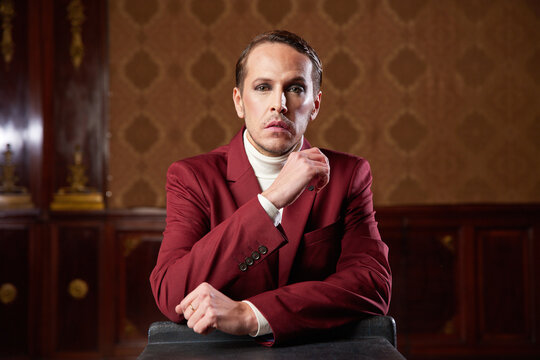 Thoughtful male actor looking at camera