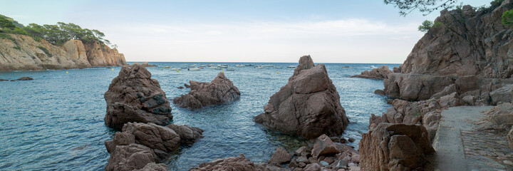 Panoramic view of Cala Canyet in Costa Brava, Catalonia, Spain