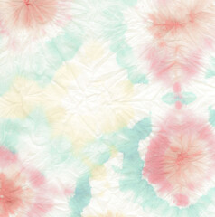 Fototapeta premium Pink Spiral Tie Dye. Dyed Hippie Fabric. Denim