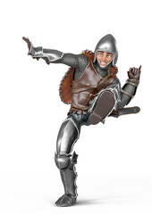 western knight cartoon is happy and dancing